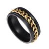 Joyería de acero de titanio de venta caliente transfronteriza estilo europeo y americano acero inoxidable hueco cadena giratoria anillo esmerilado fabricante masculino