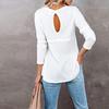 2021 outono e inverno europeu e americano novo amazon feminino waffle moda costas ocas gola redonda manga comprida suéter solto