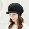 Gorro de inverno, gorro de lã tricotado para mulheres, espessado e quente, protege as orelhas, estiloso e versátil, faz o rosto parecer menor, gorro de puxar