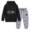 Primavera y Otoño 2023 nueva ropa infantil transfronteriza suéter con capucha para niños pantalones conjunto de dos piezas bebé algodón manga larga