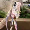 Adecuado para Funda de Teléfono Móvil Huawei Diagonal Moderna de Silicona Creativa con Correa de Muñeca Refrigerante Cubierta Suave de Borde Completo Nueva Bolso de Hombro Versión Q