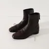 Botas Femininas Estilo Francês Novas Outono 2026 com Saia, Laço Delicado, Bico Quadrado, Salto Médio, Botas Slim Elásticas