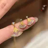 Mismo Estilo que los Pendientes Pequeños en Forma de Abanico con Diamantes y Baño de Oro de la Tienda Puzuo Gold para Mujer, Pendientes Versátiles Elegantes de Estilo Vintage de Moda, Regalo para Novia