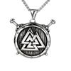 Collar con colgante de acero inoxidable con símbolo de triángulo y escudo vikingo nórdico para hombre
