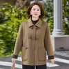 Casaco de lã de outono da mamãe 2026 novo estilo para mulheres de meia-idade e idosas, casaco de lã dupla face outono e inverno, top de lã estiloso