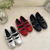 Aumento de Altura Interior 5cm Zapatos Mary Jane Plateados para Mujer Bailarinas Planas con Lazo Verano Retro Boca Baja Bailarinas