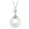 Collar de Plata de Ley S925 con Hebilla de Calcedonia de la Paz para Mujer, Colgante Pequeño con Forma de Cintura Ruyi, Cadena para Clavícula Estilo Chino Tendencia Nacional, Regalo para Novia