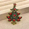 Série Europeia e Americana Transfronteiriça de Árvore de Natal Integrada Moda Árvore de Natal Pintura a Óleo com Strass Broche de Natal Ornamento de Peito Versátil Atacado