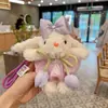 Saia Chiffon Tulipa Fofa Chaveiro de Coelho Pendente Orelha Boneca Coelho de Pelúcia Fofa Pingente para Bolsa Viral
