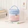 Bolsa de Cosméticos a Cuadros de Color Bloque Coreana Simple Personalizada, Estilo Lindo Portátil para Viaje Acolchada Portátil de Almacenamiento Bolsa de Artículos de Tocador