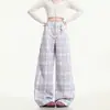 Pantalones Casuales de Pierna Ancha Estilo Americano Dopamina para Mujer, Nuevos de Cintura Alta Sueltos de Pierna Recta Pintados Versátiles Caídos de Largo Hasta el Suelo