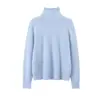 Suéter de Tricô com Gola Alta e Mangas Longas em Lã Grossa e Cashmere de Seda Delicadamente Macio para Mulheres, Pulôver de Cor Sólida para Outono e Inverno