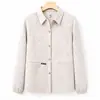 Jaqueta Casual Jacquard Elegante com Gola para Mães e Mulheres, Novo Modelo Outono 2026, Jaqueta Emagrecedora e Valorizadora, Top Elegante