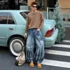 Jeans de Mezclilla Lavada Japonesa para Hombre 2026 Otoño Nuevo Estilo Caliente Strass Rasgado Tie-Dye Sentido del Diseño Sueltos Pierna Ancha Pantalones Largos