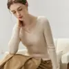 Suéter de Cachemira para Mujer BaiCaiRong Otoño/Invierno 2026 Cuello en V Diseño Versátil Ropa de Punto de Lana para Mujer
