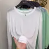 Cobertura para ar-condicionado com proteção solar, chifon transparente, revelando sutilmente, caimento solto, efeito emagrecedor, camiseta de manga longa, estilo fino feminino, transfronteiriço