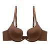 Ropa Interior Sexy de Verano para Pechos Pequeños, Realzador, Push-up, Anti-caída, Sujetador de Cuello Halter Invisible en Forma de U, Lencería sin Espalda