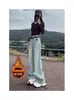 Jeans Vintage Estilo Americano Talla Plus para Mujer, Primavera 2026, Pantalones Rectos de Pierna Ancha Holgados de Cintura Alta Adelgazantes de Largo Hasta el Suelo