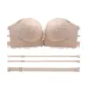 Sujetador push-up sin tirantes para mujer, fino, de pecho pequeño, con hebilla frontal de encaje sexy y antideslizante