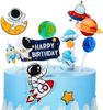Astronauta Foguete Nave Espacial Aniversário Reunião Espaço Sideral Decoração de Bolo Espaço Espaço Decoração de Bolo Conjunto de Festa de Aniversário