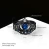 Anillo de Zirconia de Doble Corona Anillo de Corona de Amor con Zafiro para Mujer Juego de Anillos de Diamantes Venta al por Mayor Joyería Transfronteriza