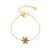 Pulseira Floco de Neve de Natal Xinyixin Feita à Mão com Zircônia Super Brilhante Inlaid Banhada a Ouro 18K Aço Titânio Joias para Mulheres