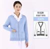 Ropa de Trabajo para Esteticista Otoño e Invierno Lino Algodón Cardigan Abrigo de Enfermera Azul Marino Forro Polar Tejido Cálido