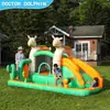 Castelo Inflável para Casa Doctor Dolphin com Escorregador que Jorra Água Cama Elástica Pequeno Castelo Inflável para Crianças Interno e Externo Parque Inflável