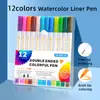 Set de Plumas de Acuarela para Graffiti 60 Colores 36 Colores Marcadores Palitos de Dibujo para Niños Plumas de Contorno de Doble Punta Suministros de Arte para Estudiantes