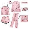 Pijama de Mujer Ins2026 Transfronterizo Conjunto de Siete Piezas para Primavera y Otoño Rayado Estilo Coreano Ropa de Casa Pijama Delgado para Cuatro Estaciones