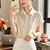 Nova Camisa Estilosa Juvenil de Verão, Soltinha, Que Cobre a Barriga, Top Casual, Camisa Listrada Fashion com Gola Polo de Manga Curta para Mulheres