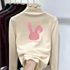 Ropa Nueva de Otoño e Invierno para Niñas, Camiseta Base de Manga Larga para Niños con Cuello Semi-Alto y Borde de Oreja de Felpa, Top Elegante para Llevar por Debajo