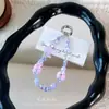 Cadena para teléfono de flor de carillón de viento con cuentas, llavero para coche, cadena de cristal, colgante para funda de teléfono, decoración acrílica para bolso, regalo