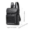 Piel de Vaca Patrón de Cocodrilo Piel Genuina Mochila para Hombre Bolso para Hombre Casual Moda Moda Mochila de Viaje de Piel de Vaca para Hombre