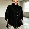 26 Chaqueta Abrigo de Pana Irregular Holgada Hombro Caído Botón Angulado Nuevo Otoño e Invierno Europeo y Americano para Mujer Múltiples Colores Venta al por Mayor