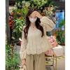 Camisa de Encaje Bordado Gouhua de Alta Gama Francesa para Mujer, Nuevo Diseño de Primavera, Top Dulce Delgado Chic