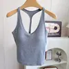 Estilo Hot Girl Camiseta Regata com Sutiã Integrado e Bojos, Top Tubo Feminino para Usar por Cima