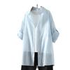 Verão 2025 Nova Camisa Cardigan Feminina de Cor Sólida com Listras Escuras, Manga Longa, Proteção Solar, Tamanho Grande, Jaqueta Explosão