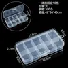 Pequena Caixa de 10 Compartimentos Fixos de Peça Única com Fivela de Plástico Transparente Não Removível para Armazenamento de Joias, Miçangas, Pílulas, Anzóis e Parafusos