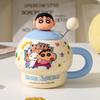 Taza Cerámica Linda de Crayon Shin-Chan, Vaso de Agua Atractivo con Tapa, Regalo de Cumpleaños para Niñas, Recuerdo para Mejores Amigas