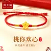 Contas de Transferência Flor de Pessegueiro Dourada 3D Ouro Duro Ouro Puro 999 Pulseira Sakura Acessórios para Pulseira Contas Acessórios Femininos Ouro Puro