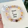 Pulsera de Amatista Natural Pulsera de Citrino Amarillo Estilo de Diseño DIY Pulsera de Cristal Artículo Popular en Venta al por Mayor Adornos para la Mano