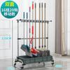 Estante para mopa de acero inoxidable al por mayor estante de escoba removible de piso a piso estante de almacenamiento gancho para mopa almacenamiento limpieza
