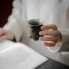 Taza Maestra de Cerámica Negra Dorada Moji Taza de Té Principal Pintada a Mano Longteng Taza de Té Individual para el Hogar para Hombres