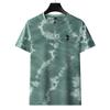 Alihu Verano Nuevo Camiseta de Manga Corta de Algodón 100% con Tie-Dye Camuflaje Marca de Moda Exquisitamente Bordada para Hombre