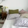 Funda de almohada de algodón puro a cuadros para un solo producto un par de forros para núcleo de almohada piel de almohada individual 48x74cm funda de almohada