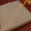 Colar Coreano Banhado a Ouro Real Personalizado com Zircônia Design de Nicho da Moda Corrente para Clavícula Luxo Acessível Colar de Alta Qualidade para Mulheres