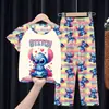 Pijamas Nuevos para Niños al por Mayor Primavera y Verano Pantalones de Manga Corta Trajes para Niños Dibujos Animados Lindos Dizi Ropa de Casa para Niñas
