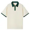 Camisa Polo de Algodón a la Moda con Solapa en el Hombro Ropa de Trabajo Estampado Graduación Manga Corta Ropa de Clase Combinación de Colores Hombro Camiseta Holgada