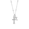Collar Personalizado de Plata de Ley 925 con Colgante de Diamante, Cadena para Clavícula, Tendencia Ajustable, Cruz de Pareja, Nicho de Alta Gama